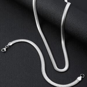 925 Sterling Silver Necklace Bracelet Set Snake Chain Christmas Birthday Gift !!